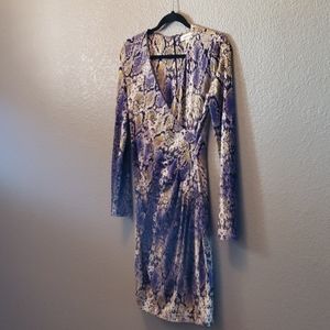 Calvin Klein Snake skin print Faux Wrap Dress